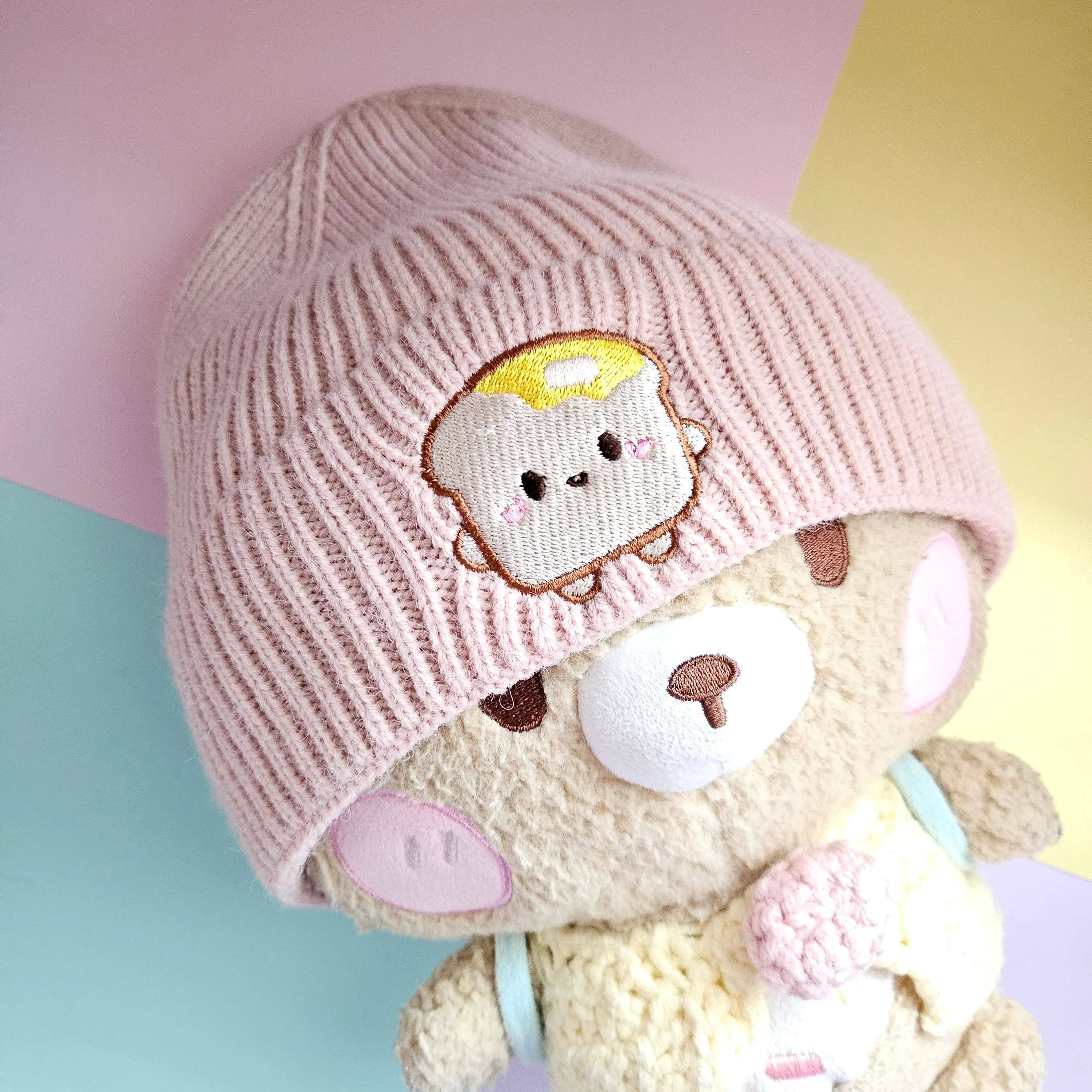 Cute Toast/Bread Pink Beanie