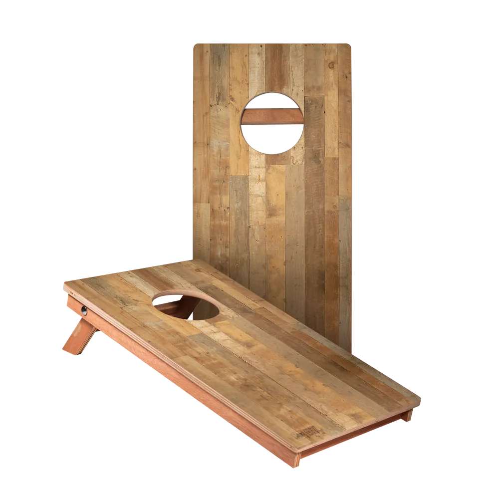 Distressed Wood Backyard 1200 Cornhole Boards