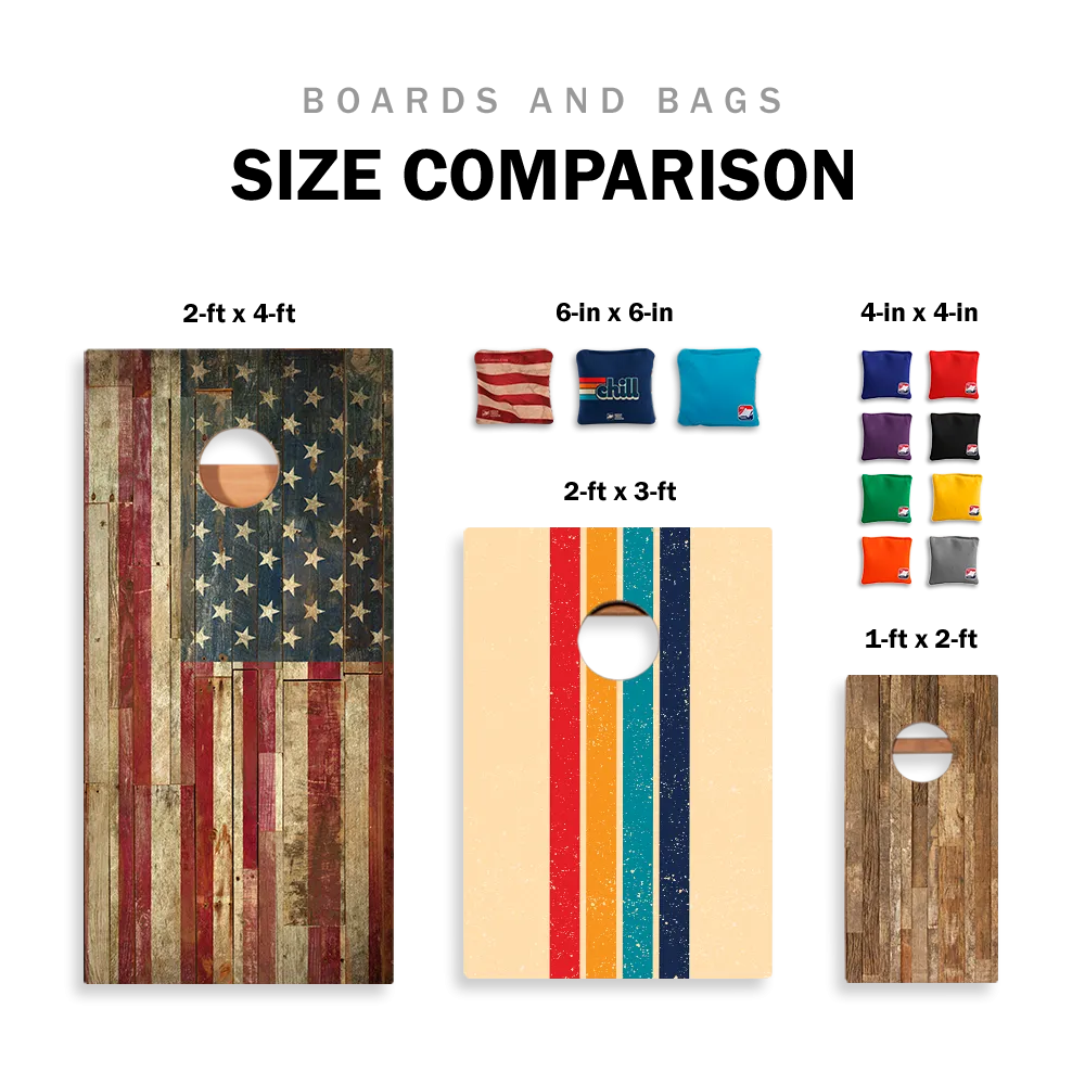 Distressed Wood Backyard 1200 Cornhole Boards