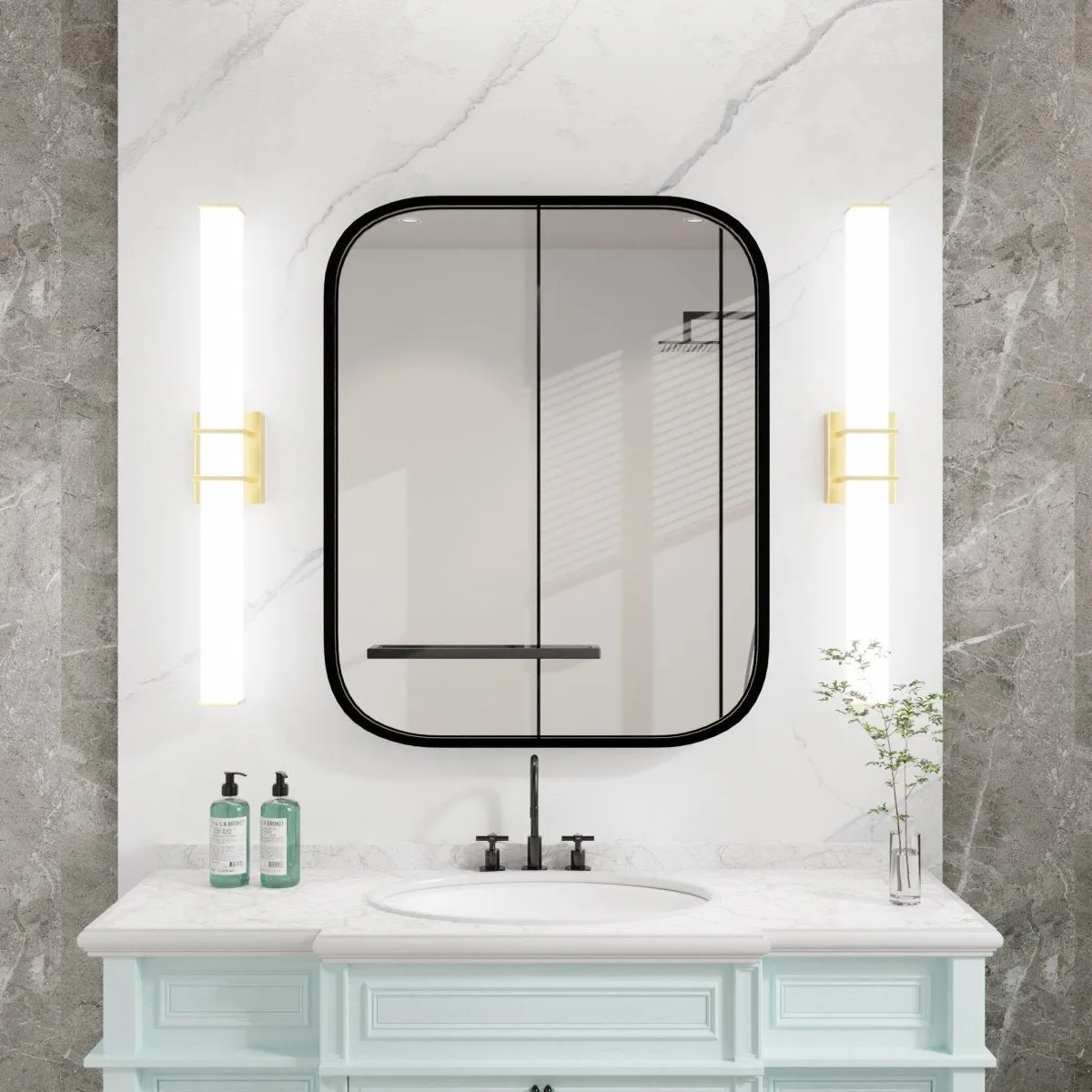 ExBrite 31.5" Sleek LED Vanity Light with Glass Shade, Tri-Color Temperature and Stepless Dimming,  ETL-Certified, Gold
