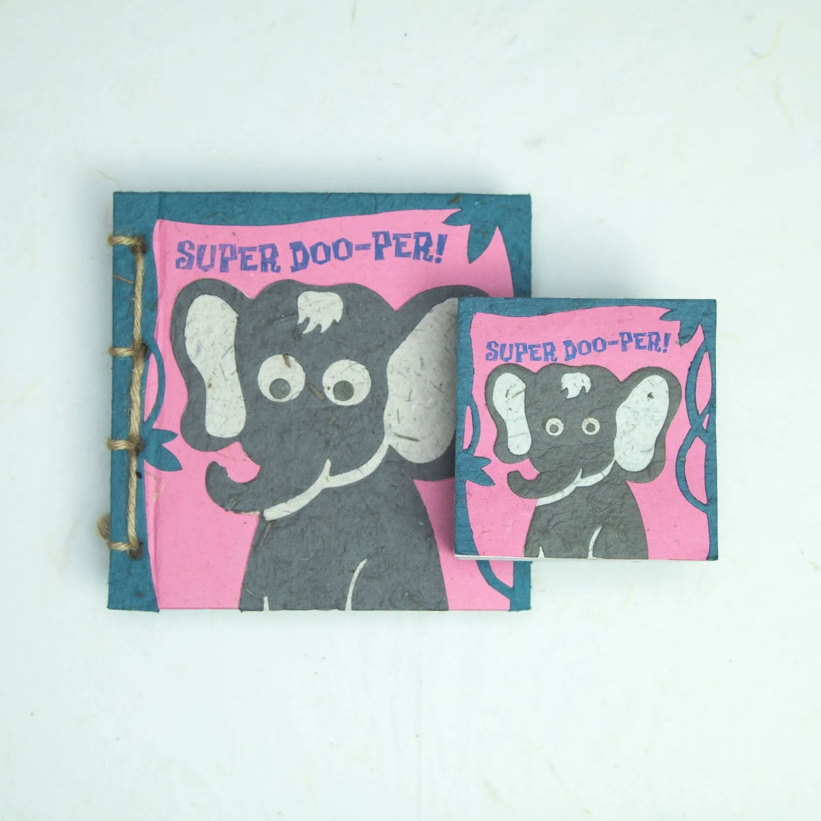 Faces At The Zoo - Elephant “Super Doo-per!" - Twine Eco-friendly Journal and Scratch Pad Set