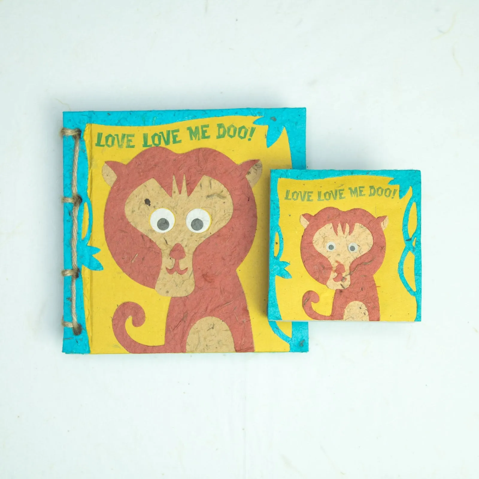 Faces At The Zoo - Monkey "Love Love Me DOO!" - Twine Eco-friendly Journal and Scratch Pad Set