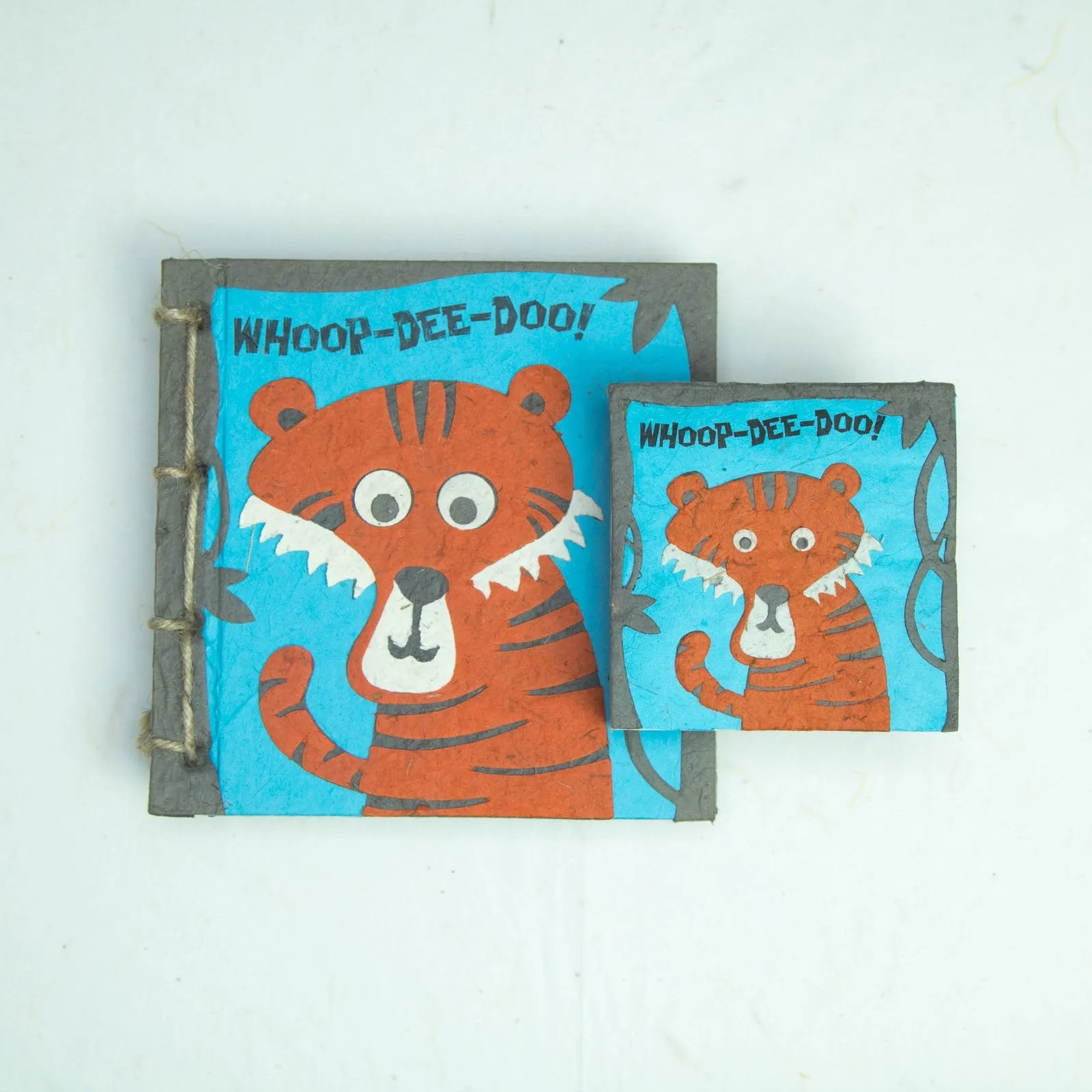 Faces At The Zoo - Tiger "Whoop Dee Doo!" - Twine Eco-friendly Journal and Scratch Pad Set