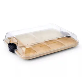 Farberware 11"x14" Build-a-Board Charcuterie 6 pkt Bamboo Board with Locking Lid and Black Handle