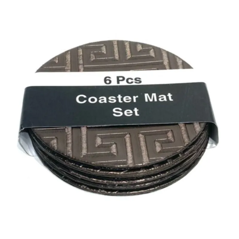 Faux Leather Coaster Mat Set (6 Pieces)