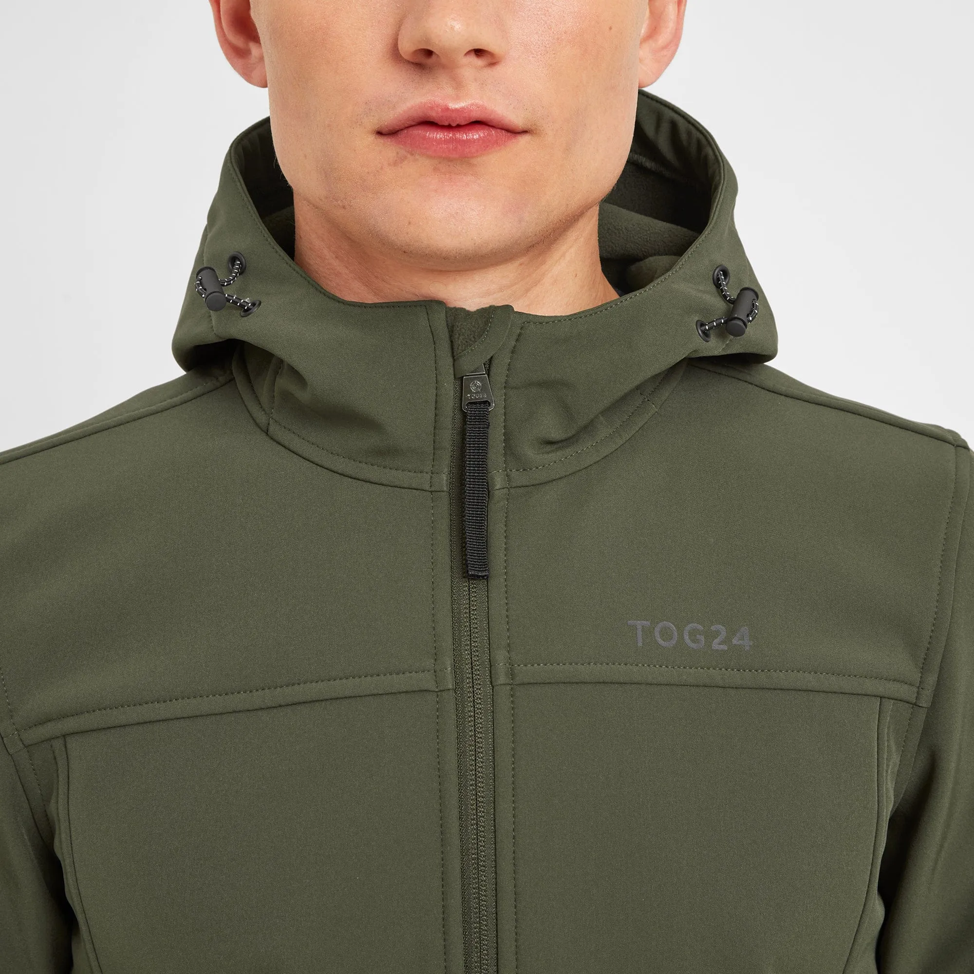 Feizor Mens Shower Resistant Softshell Hooded Jacket - Moss