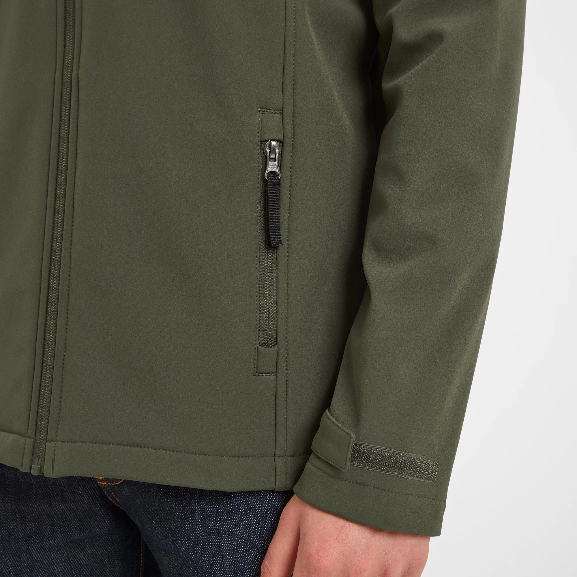 Feizor Mens Shower Resistant Softshell Hooded Jacket - Moss