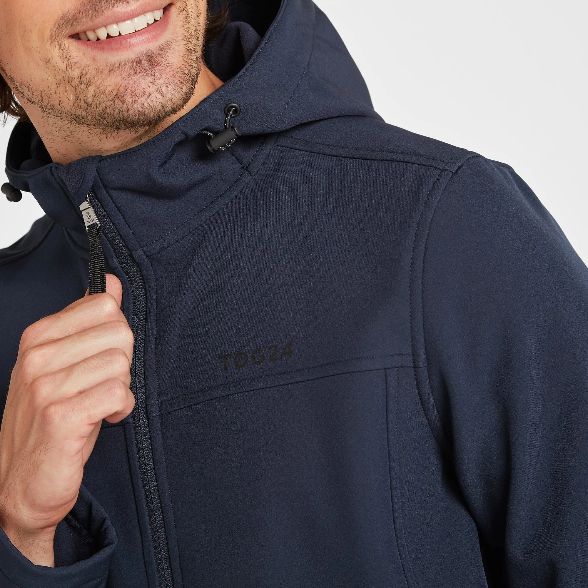 Feizor Mens Shower Resistant Softshell Hooded Jacket - Navy
