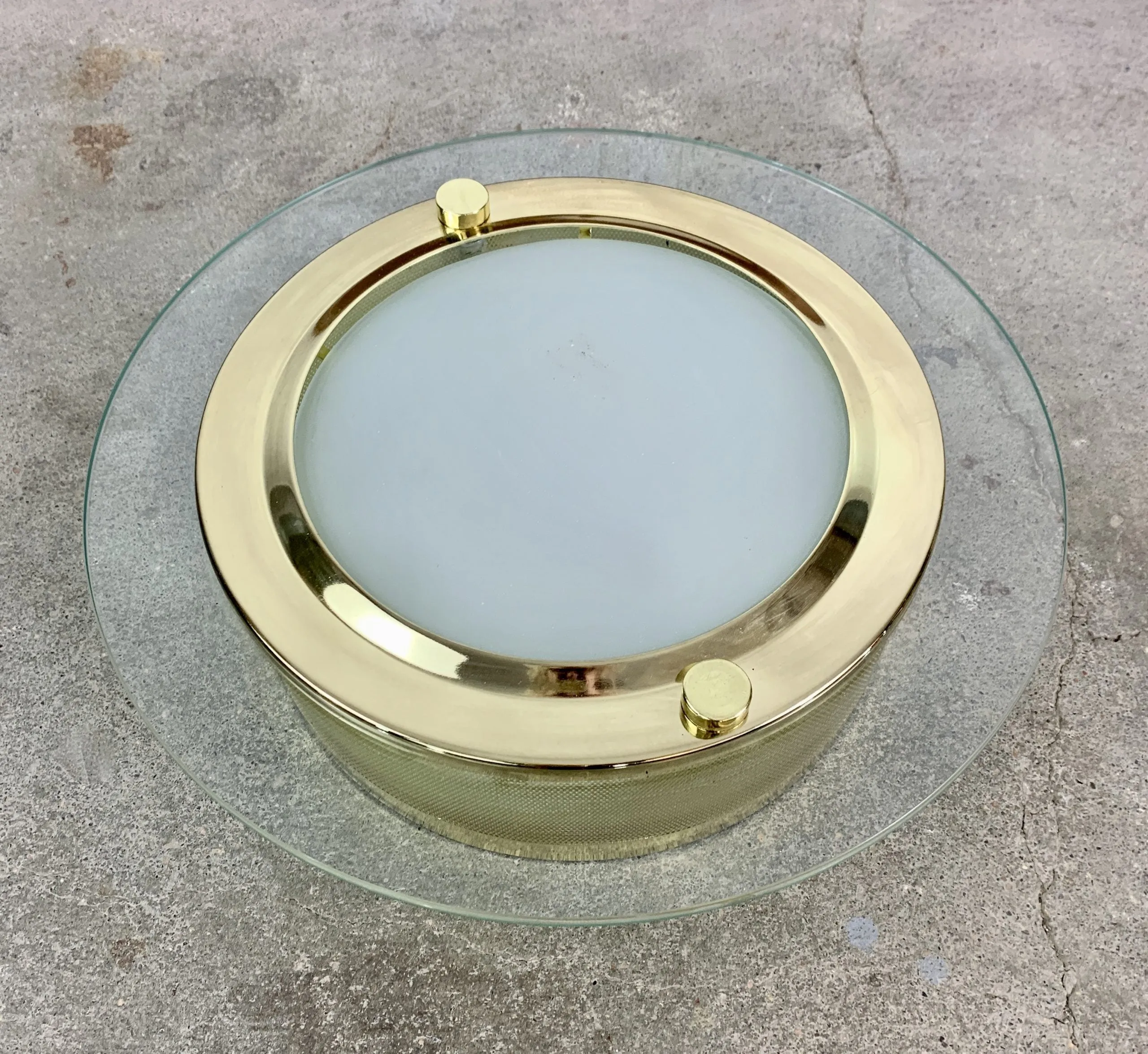 Flush-Mount Brass Ceiling Light, Contemporary