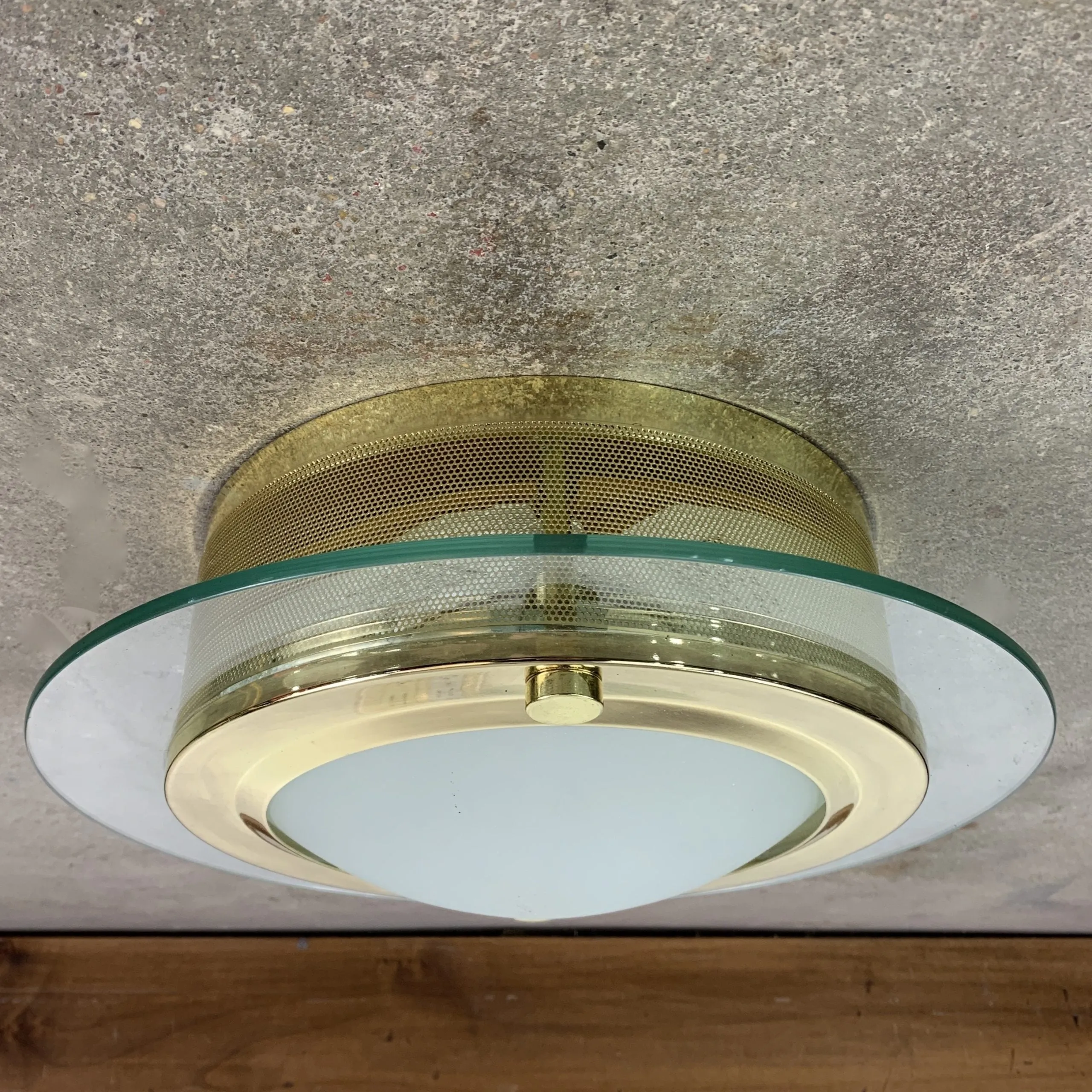 Flush-Mount Brass Ceiling Light, Contemporary