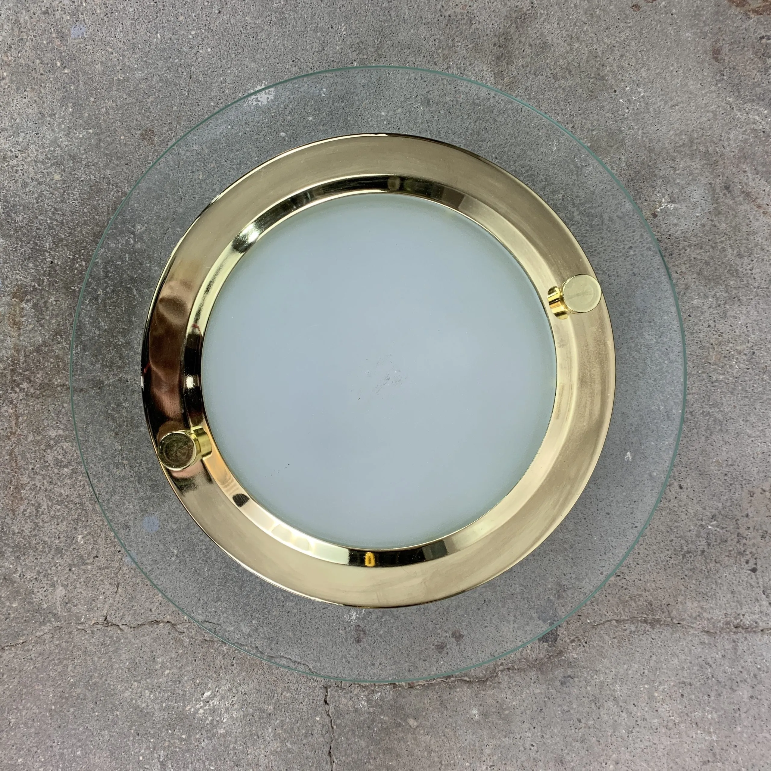 Flush-Mount Brass Ceiling Light, Contemporary