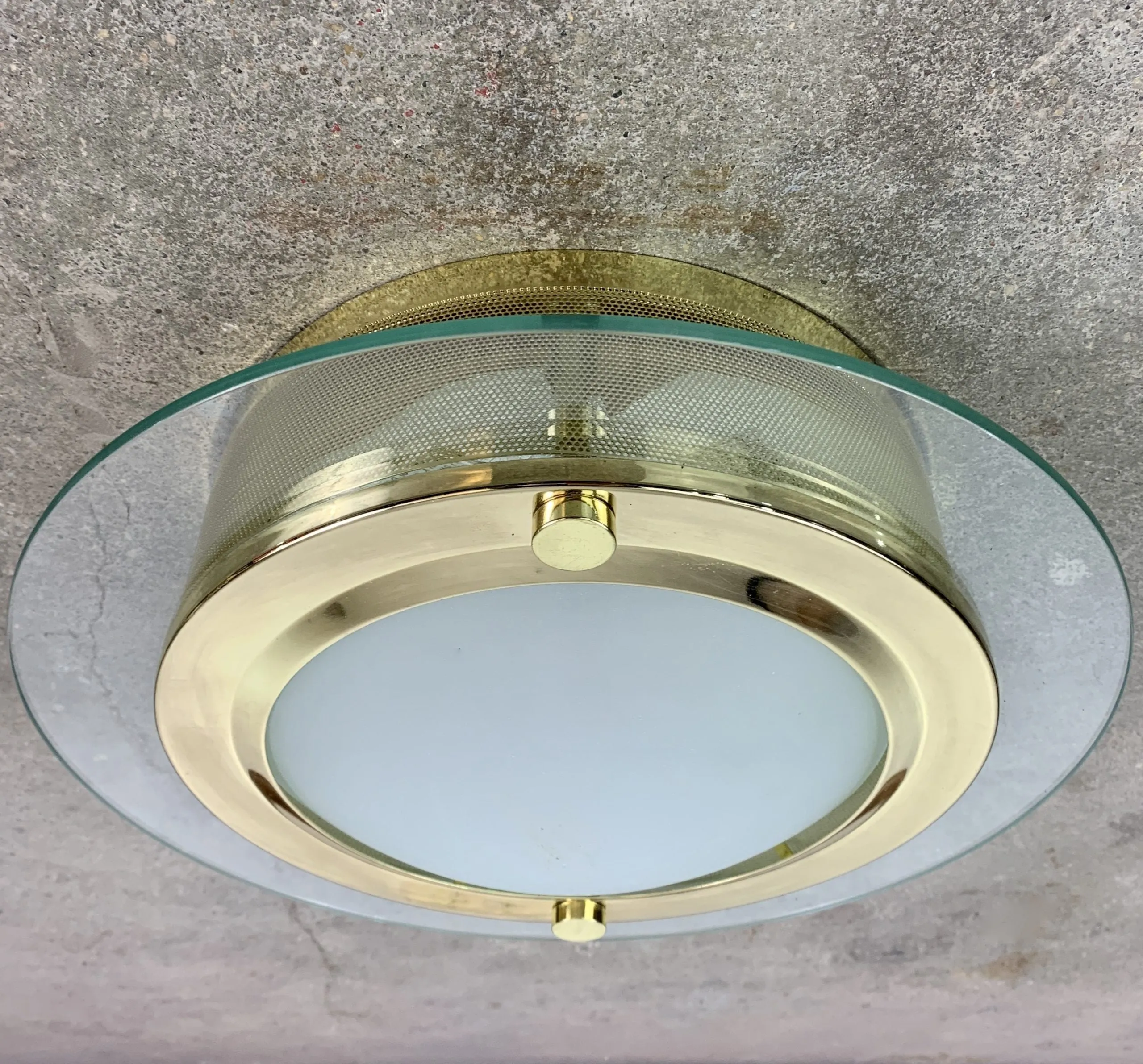 Flush-Mount Brass Ceiling Light, Contemporary