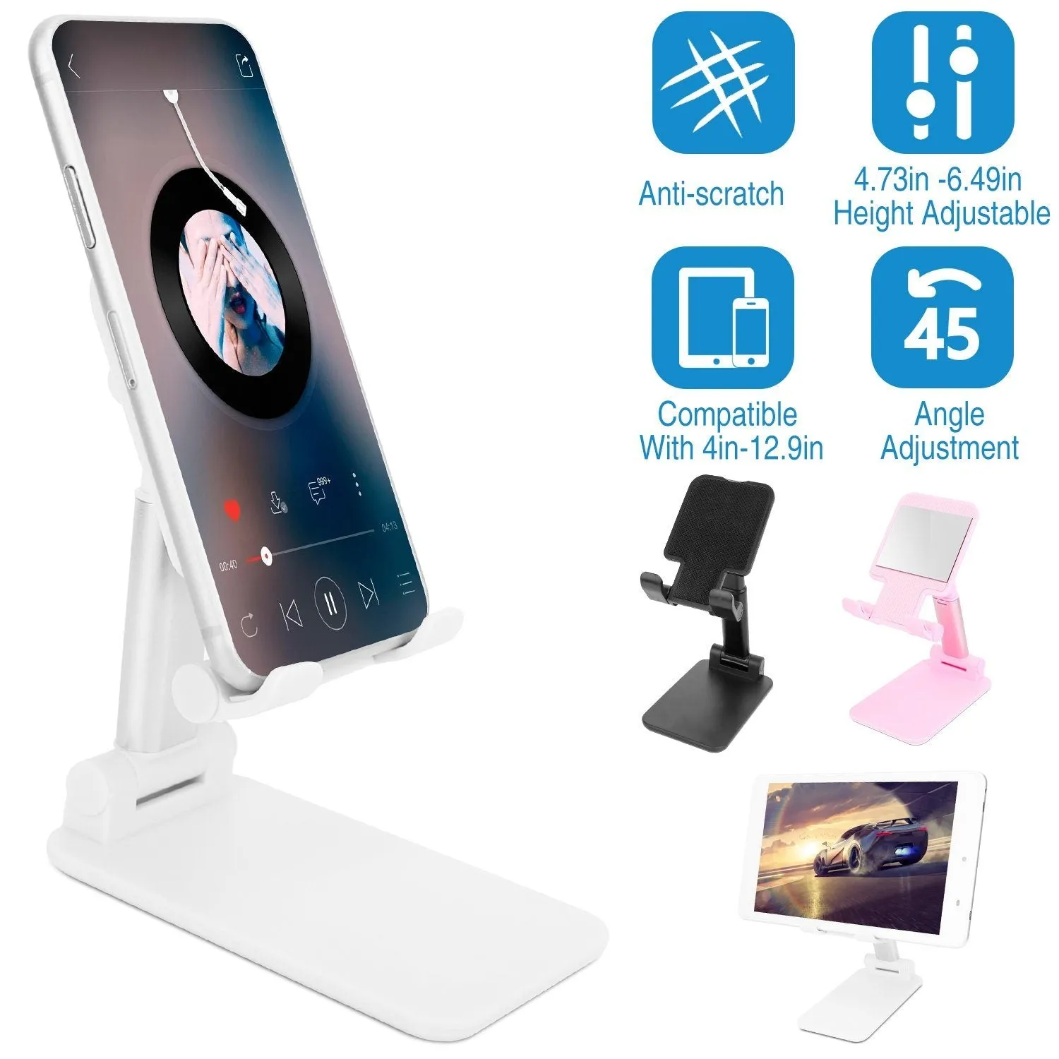 Foldable Desktop Phone Stand Angle Height Adjustable Holder
