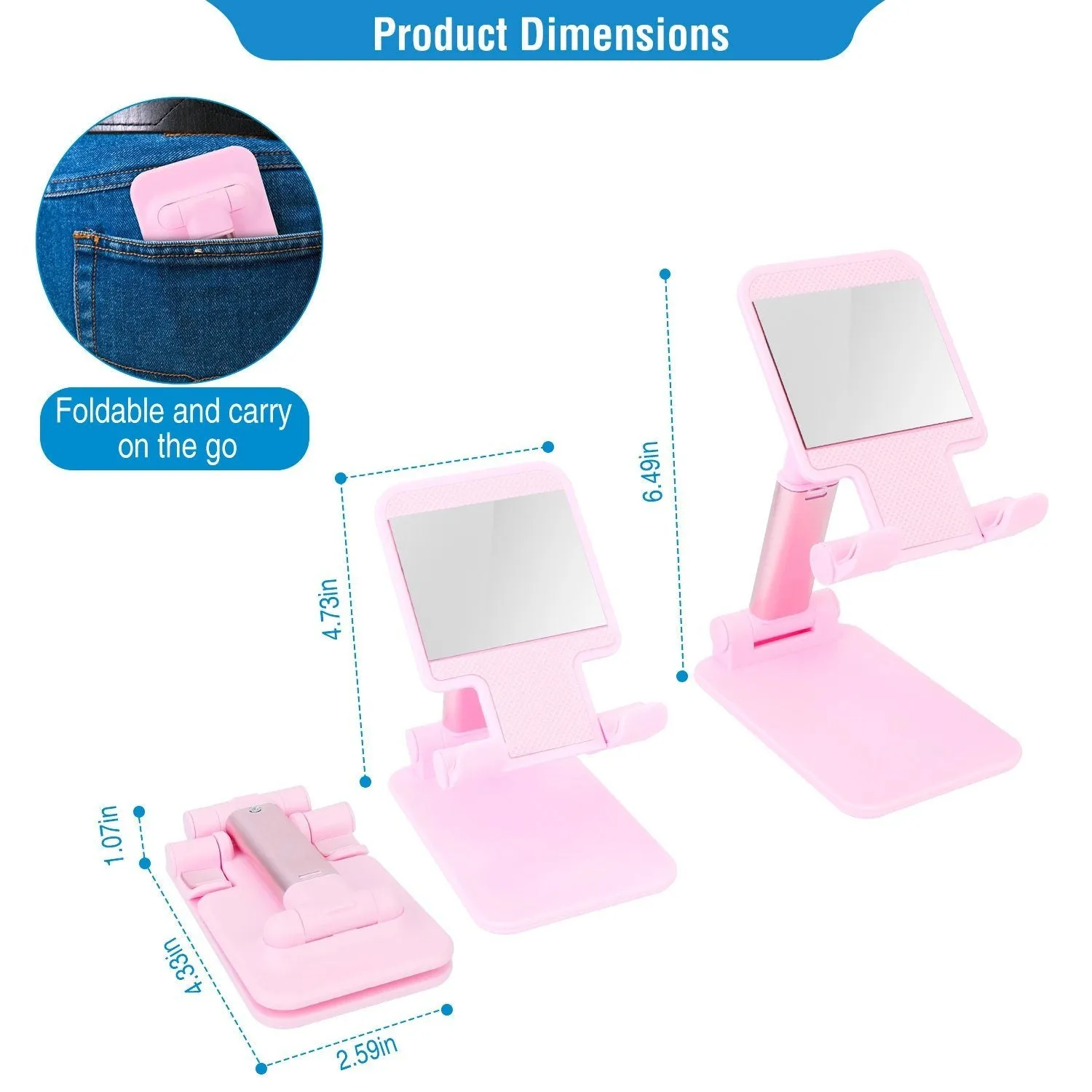 Foldable Desktop Phone Stand Angle Height Adjustable Holder