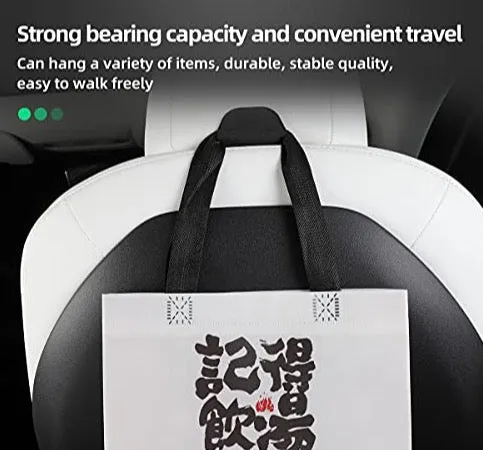 Front Seat Headrest Storage Hooks for Tesla Model 3 & Y (Gray Suede)