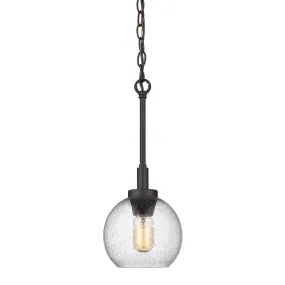 Galveston Mini-Pendant in Rubbed Bronze with Seeded Glass