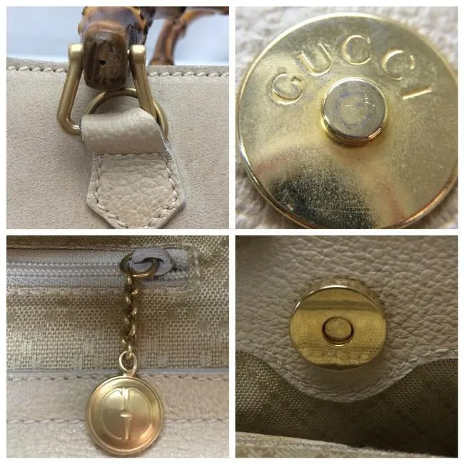 Gucci Stone Suede And Leather With Two Bamboo Handles Satchel