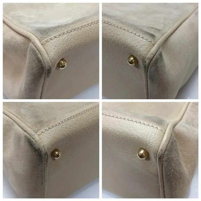 Gucci Stone Suede And Leather With Two Bamboo Handles Satchel