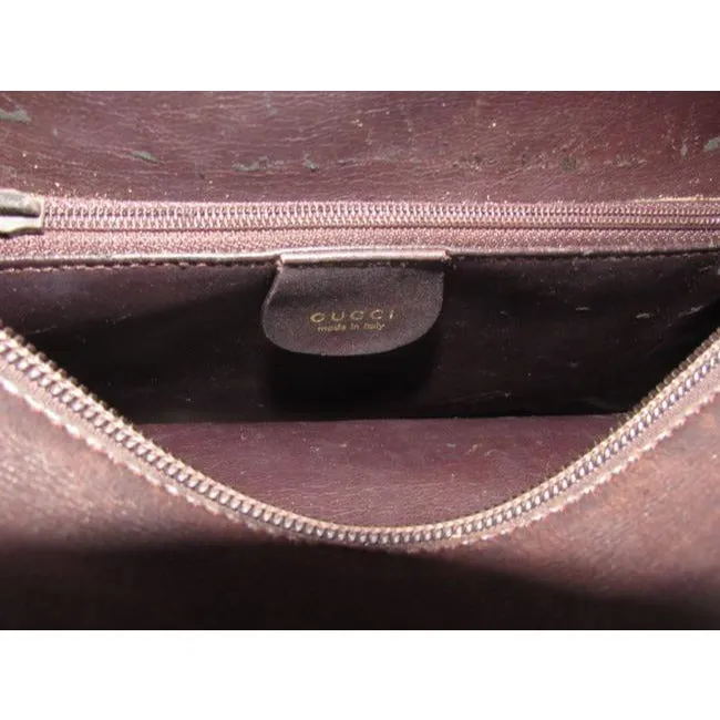 Gucci Vintage Supple Brown Leather Body And Bamboo Handles And Accents