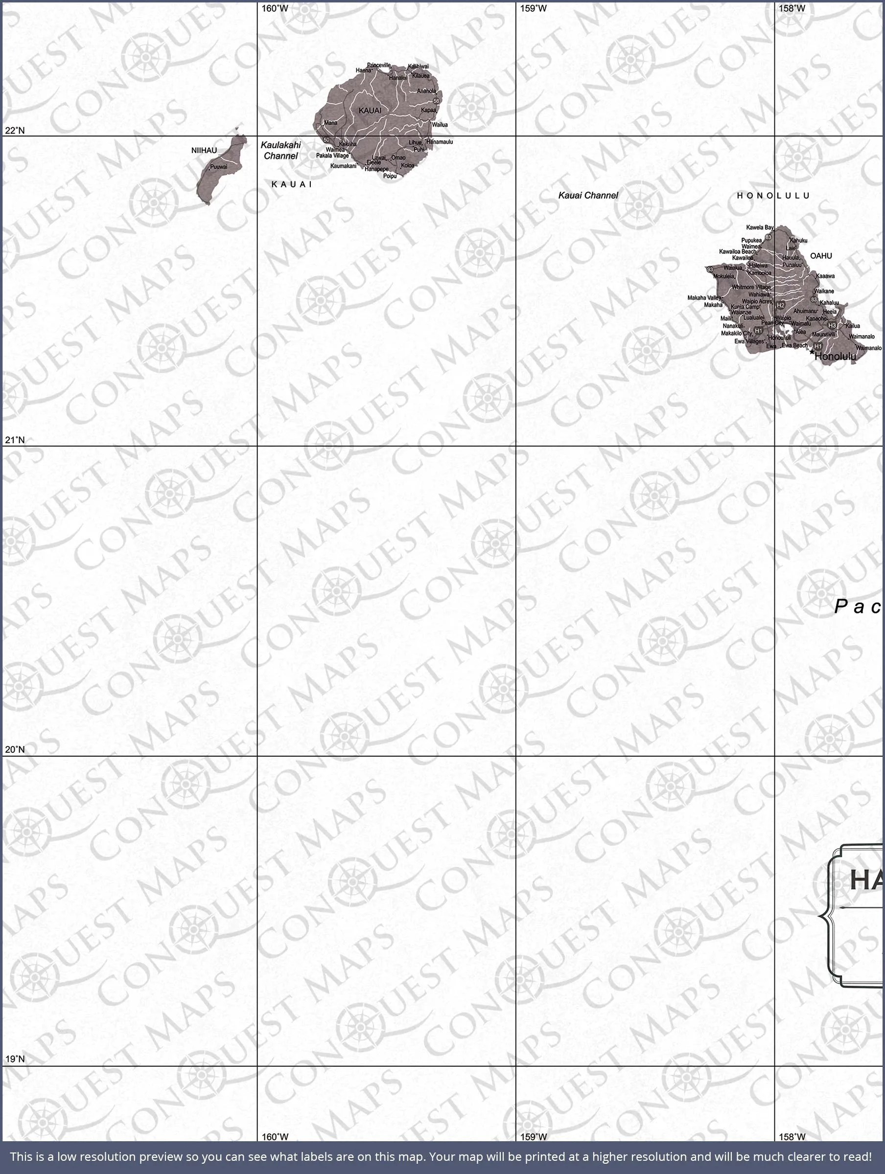 Hawaii Map Poster - Dark Brown Color Splash