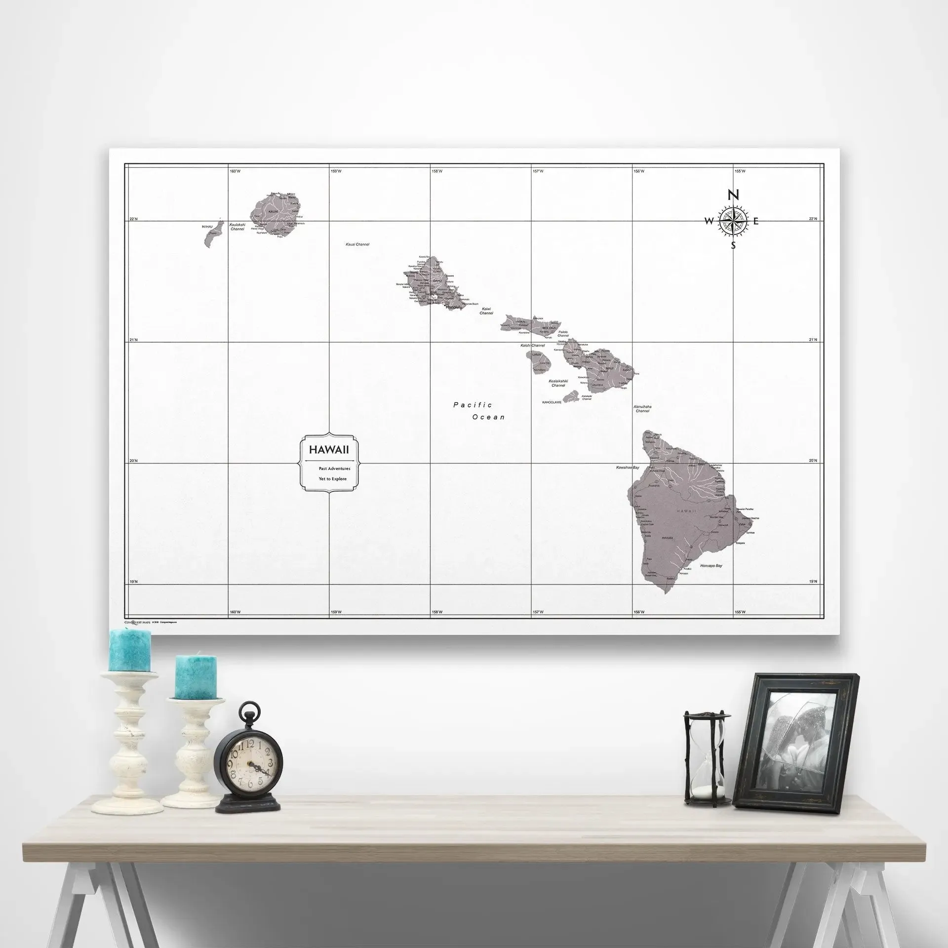 Hawaii Map Poster - Dark Brown Color Splash