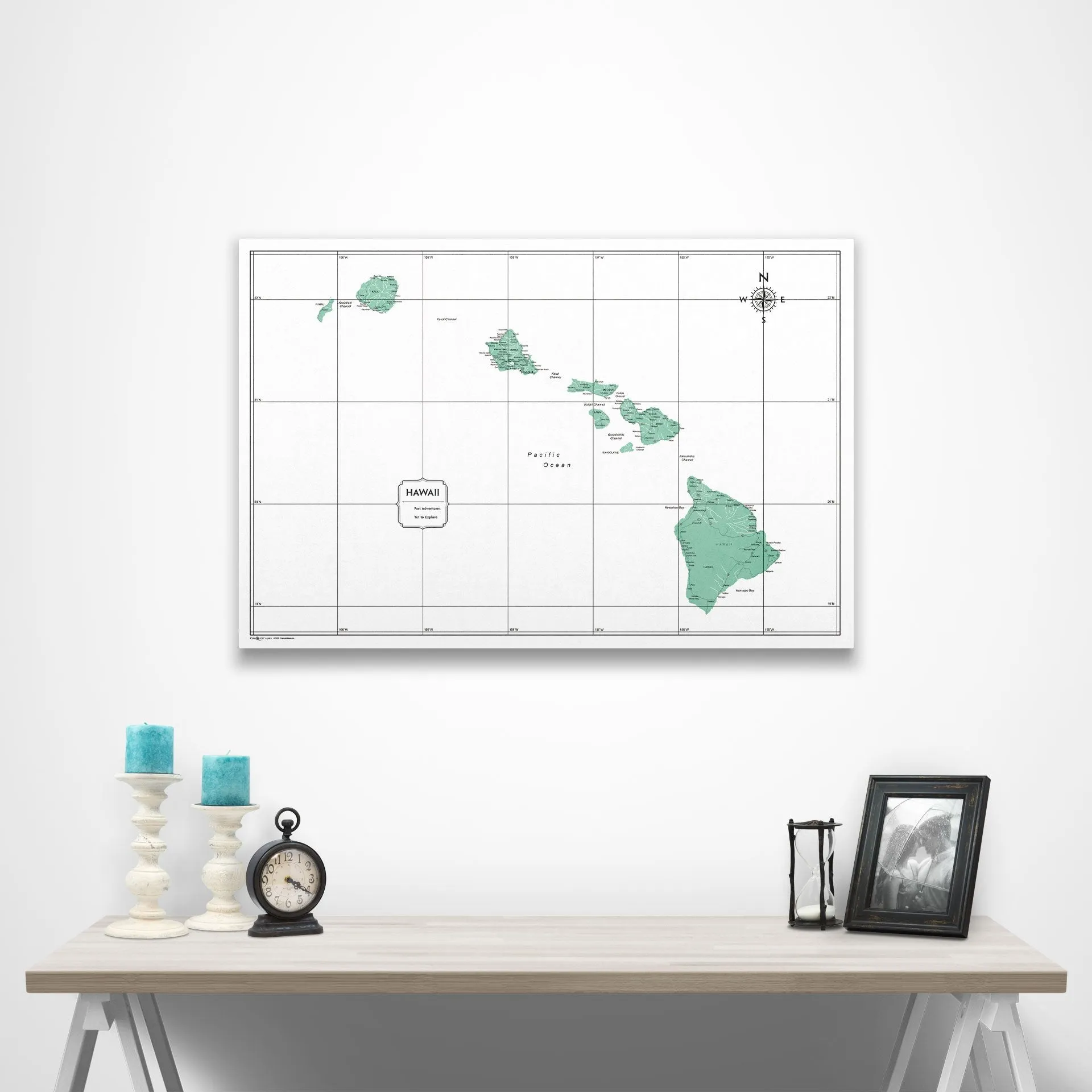 Hawaii Map Poster - Green Color Splash
