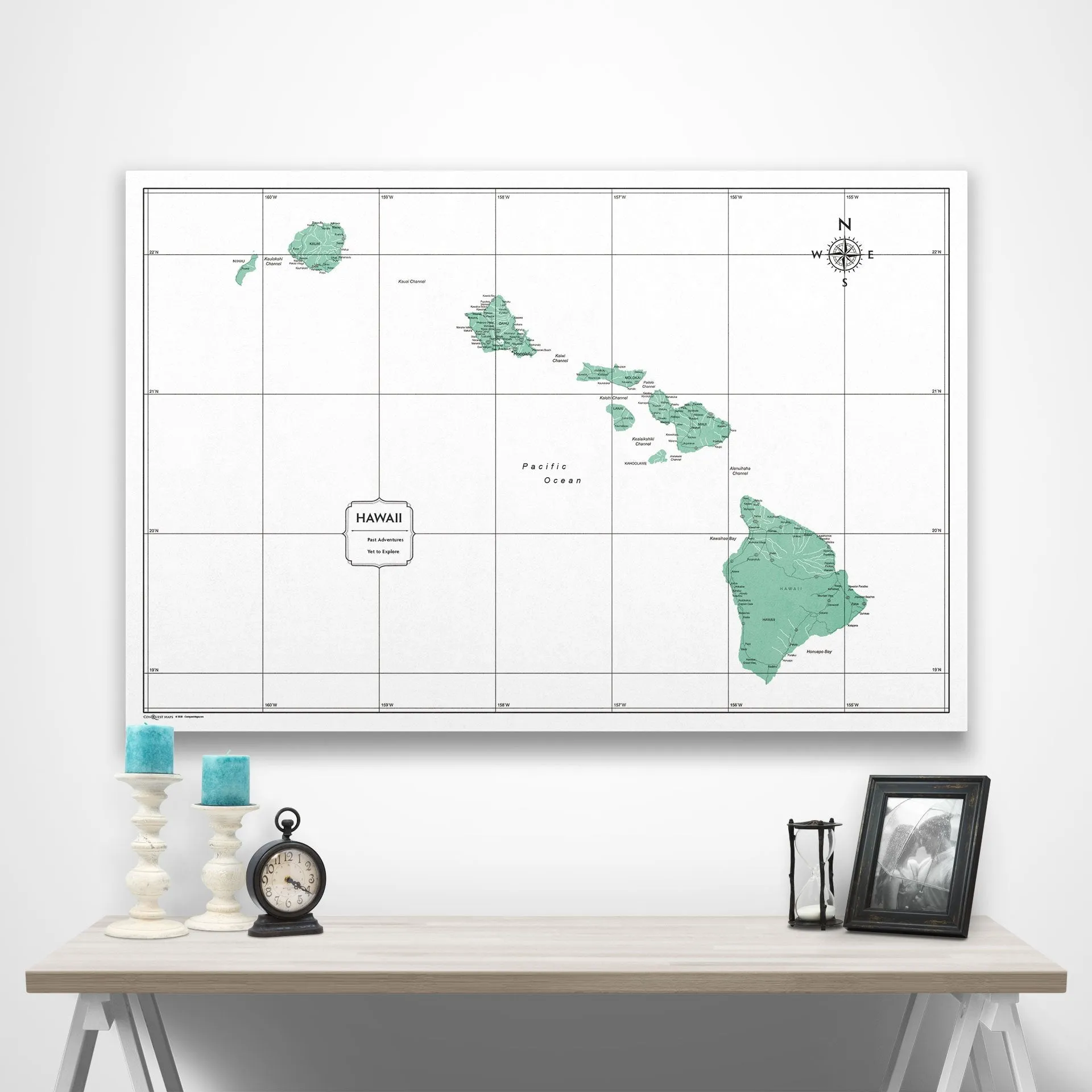 Hawaii Map Poster - Green Color Splash