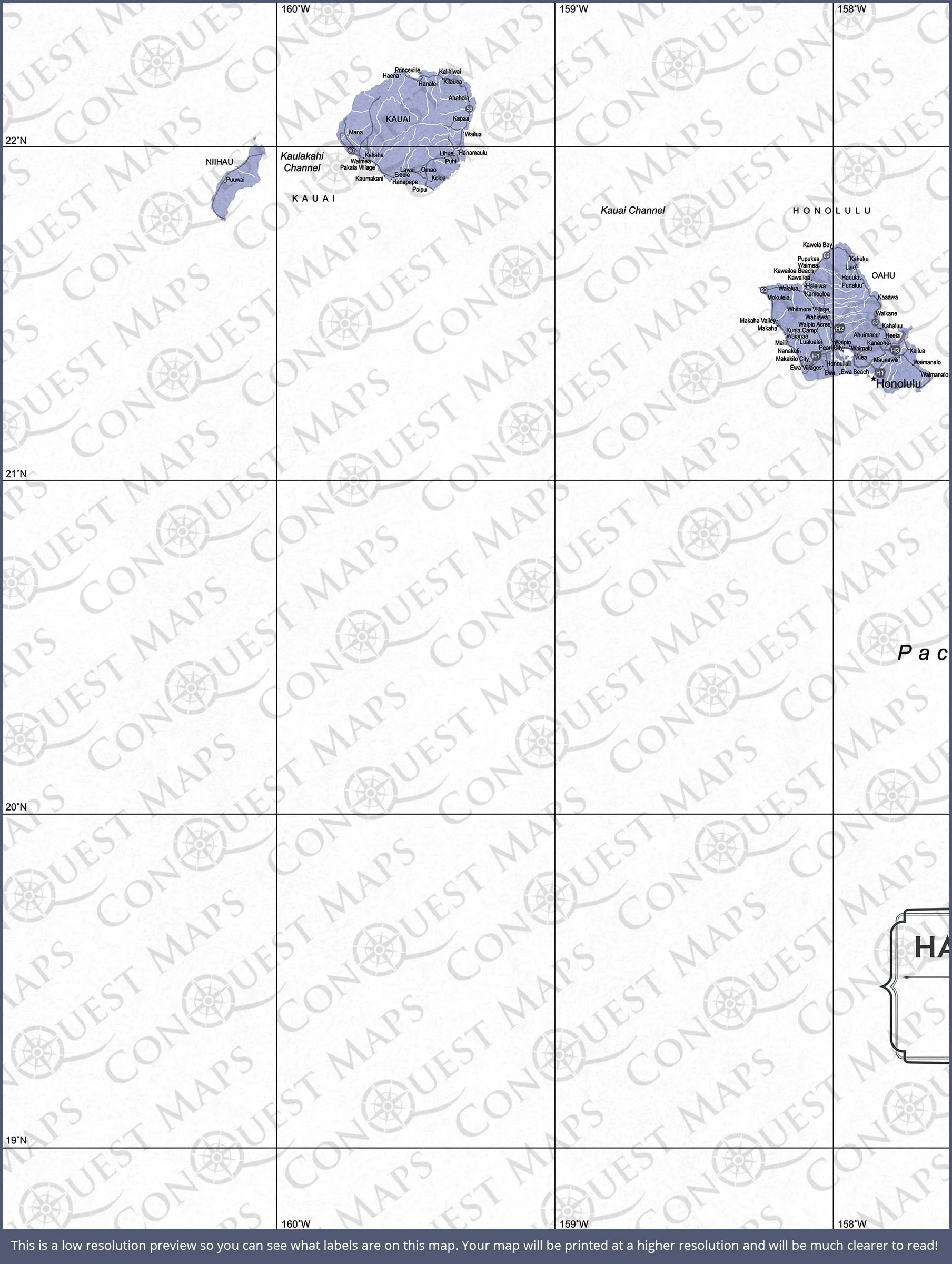 Hawaii Map Poster - Purple Color Splash