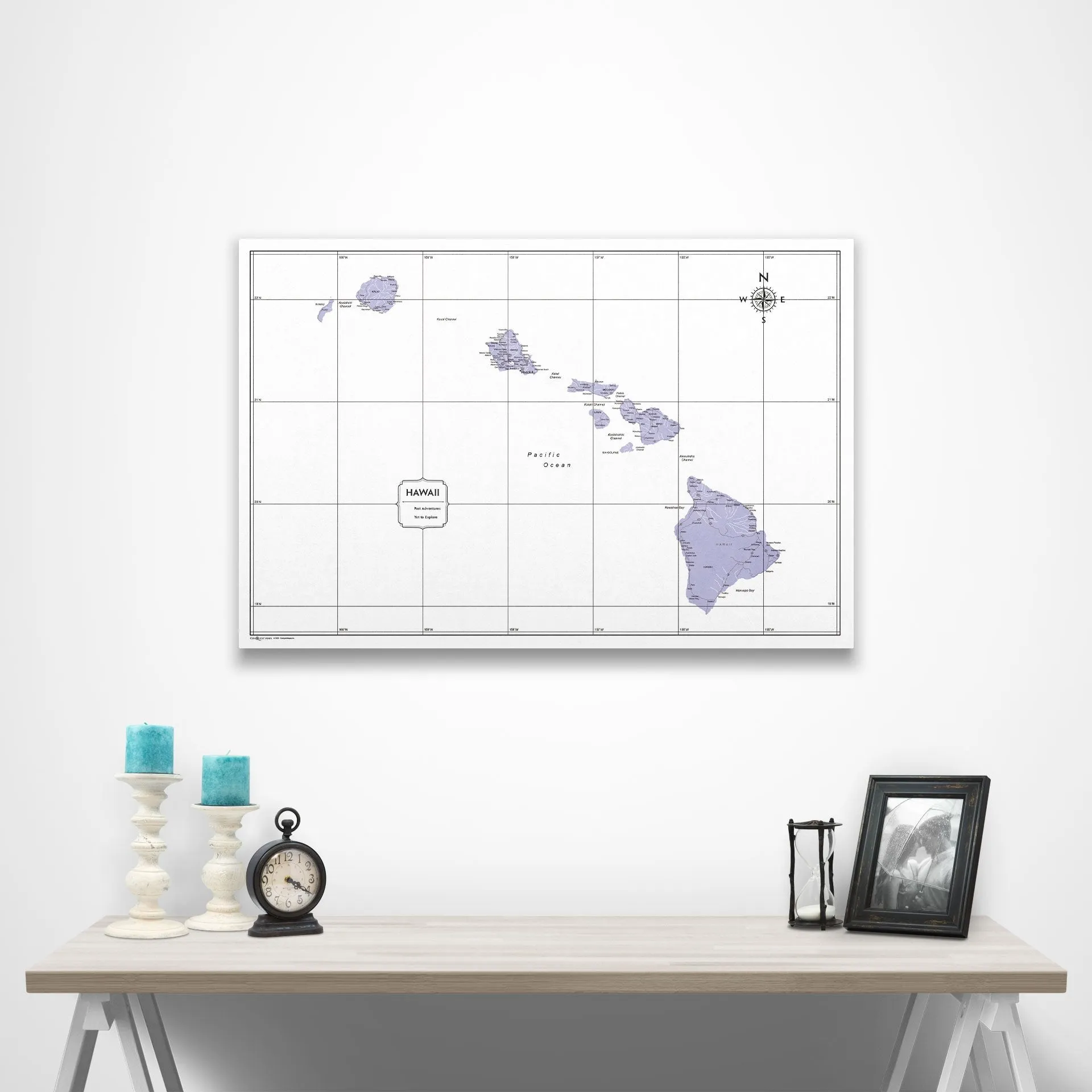 Hawaii Map Poster - Purple Color Splash