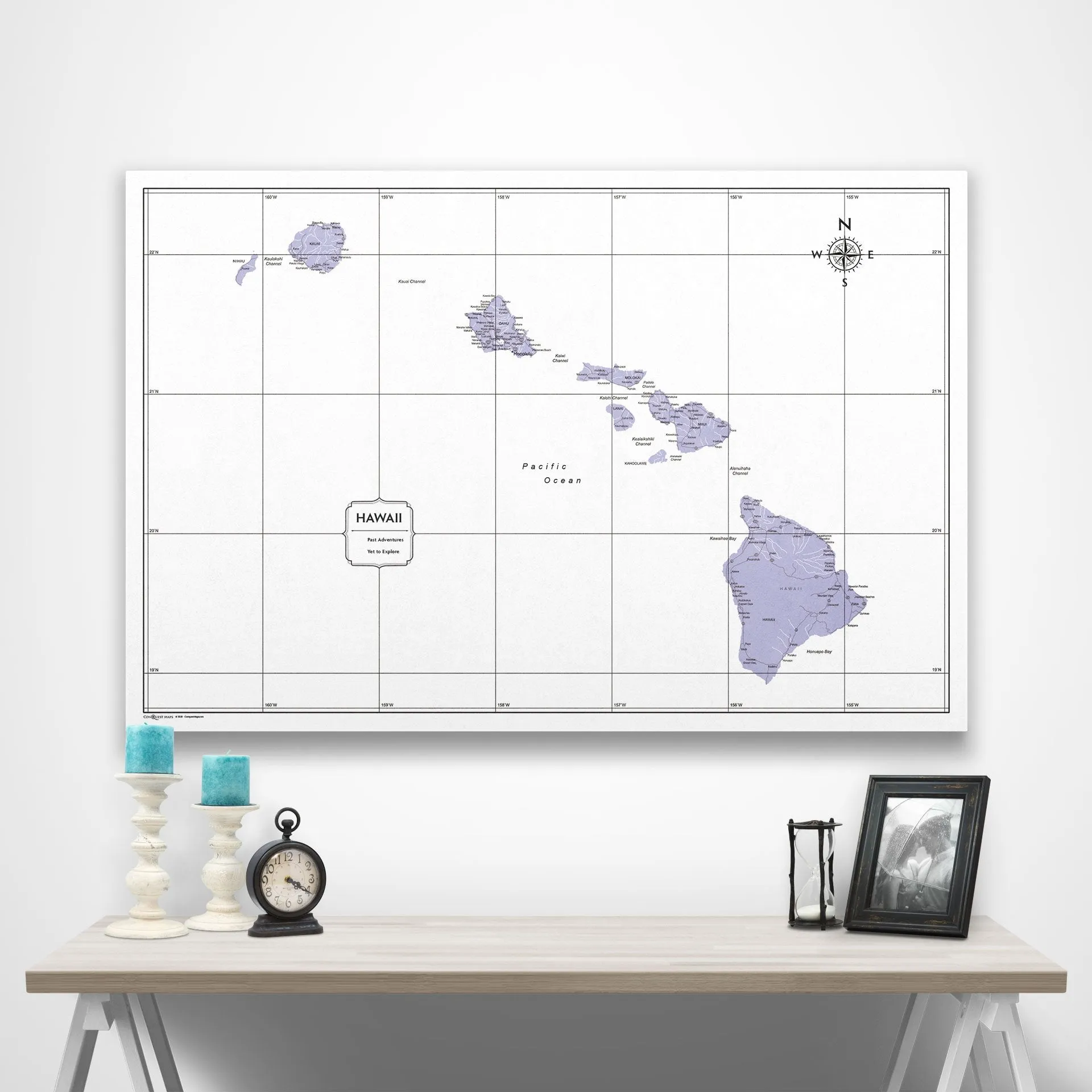 Hawaii Map Poster - Purple Color Splash