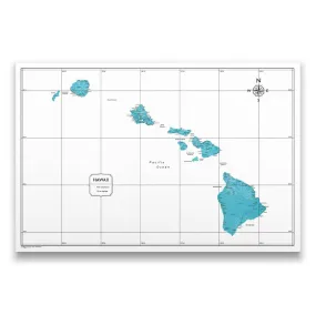 Hawaii Map Poster - Teal Color Splash