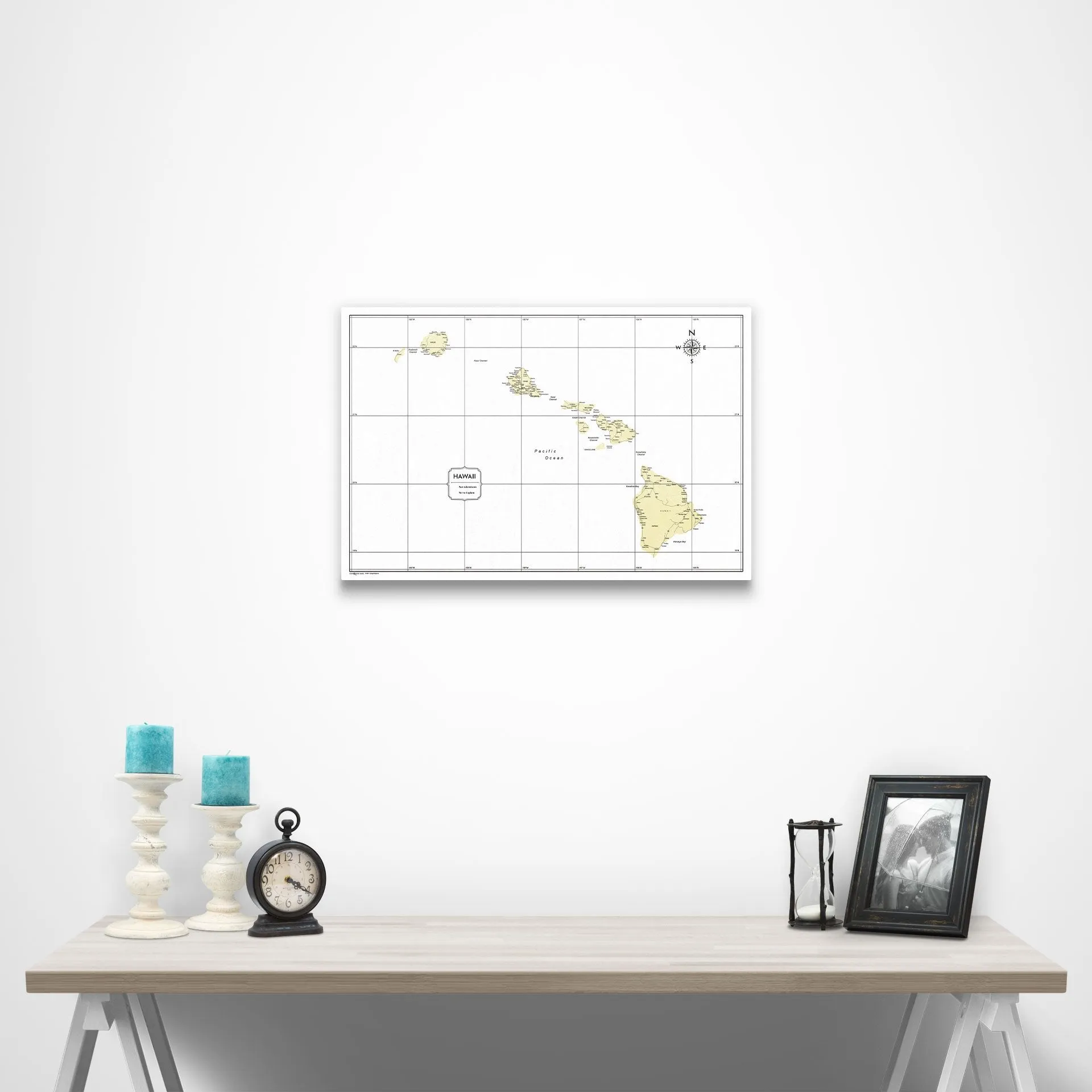 Hawaii Map Poster - Yellow Color Splash