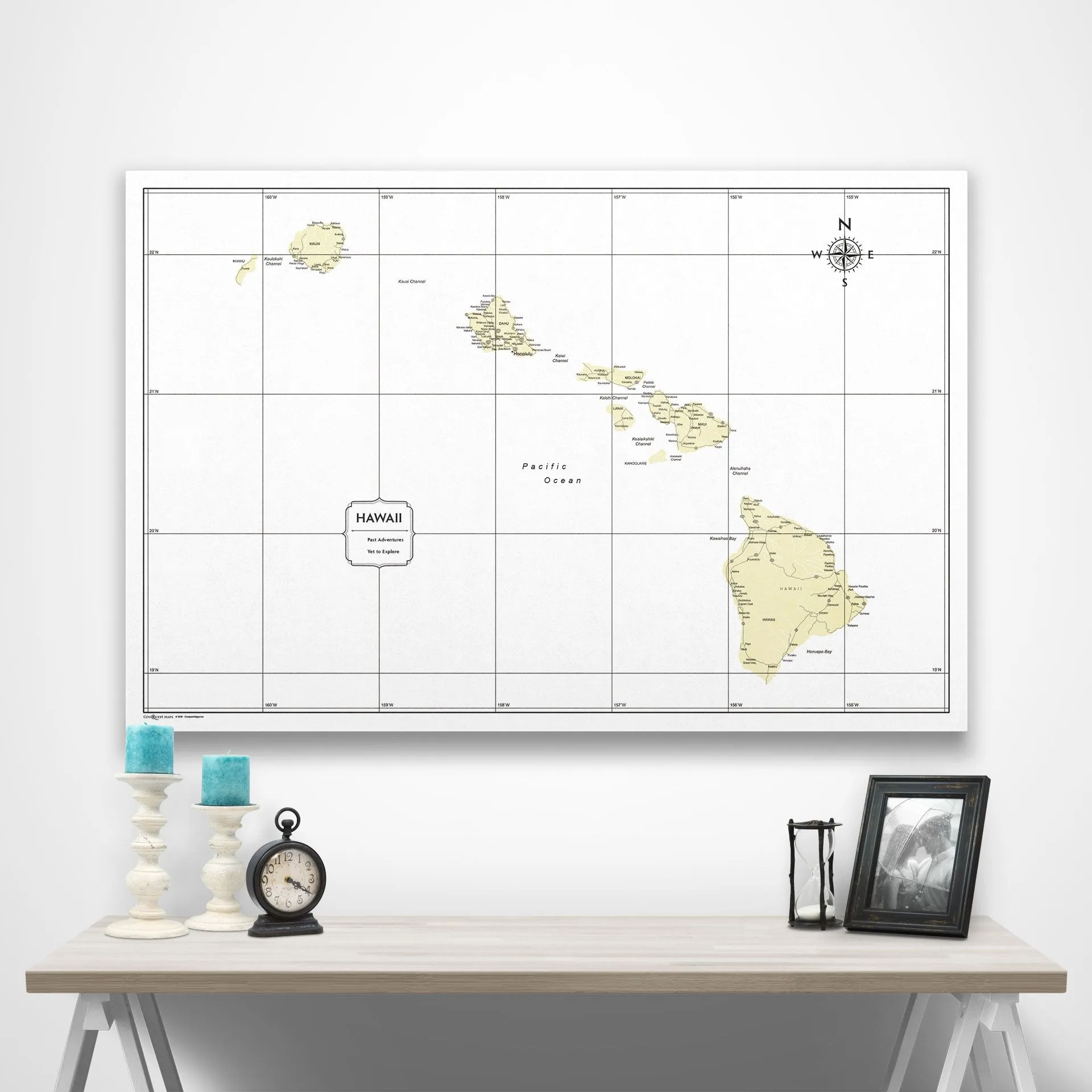 Hawaii Map Poster - Yellow Color Splash