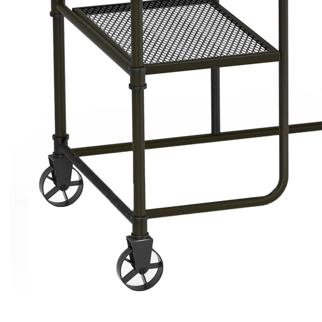 Industrial Metal Writing Desk With Wooden Top, Brown and Black - BM123648