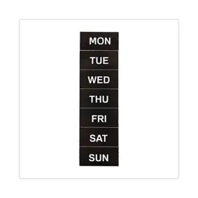 Interchangeable Magnetic Board Accessories, Days Of Week, Black/white, 2" X 1", 7 Pieces