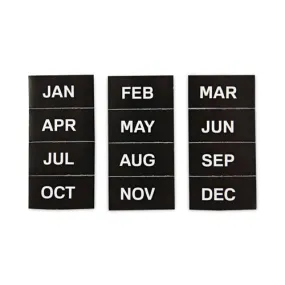 Interchangeable Magnetic Board Accessories, Months Of Year, Black/white, 2" X 1", 12 Pieces