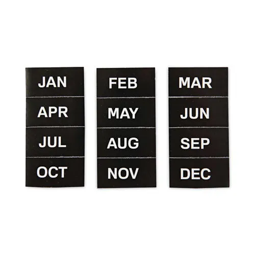 Interchangeable Magnetic Board Accessories, Months Of Year, Black/white, 2" X 1", 12 Pieces