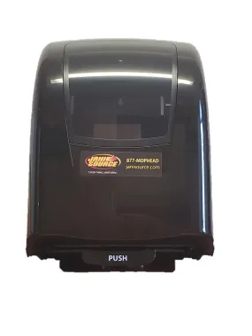 JaniSource Ad Line Electronic Towel Dispenser, Hands Free/Push Bar, Smoke, Each