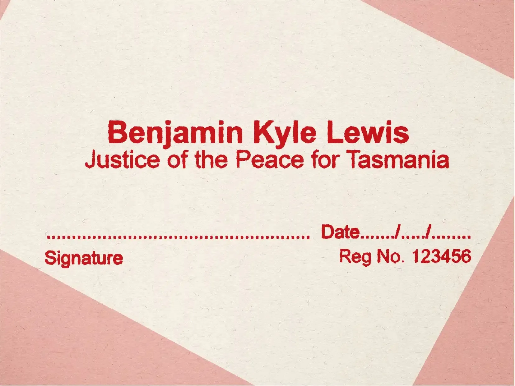 Justice Of The Peace Name Stamp Tasmania