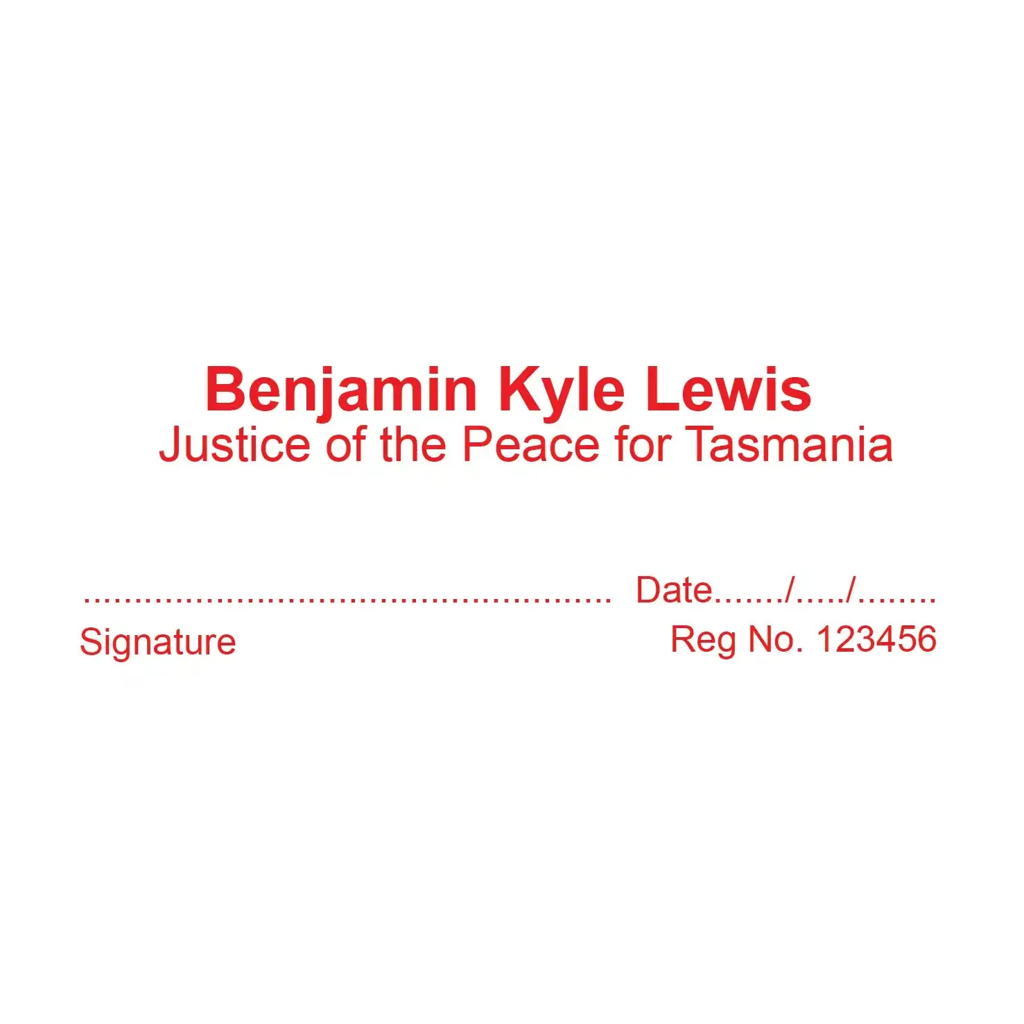 Justice Of The Peace Name Stamp Tasmania