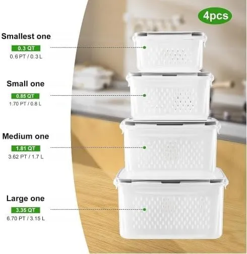 Leakproof Fruit Storage Containers for Fresh Produce