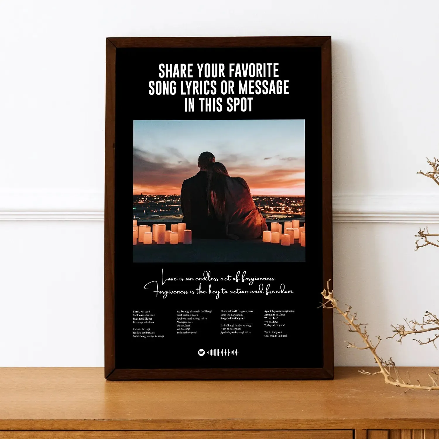 Lyrics Art Spotify Picture Frame - Black BG