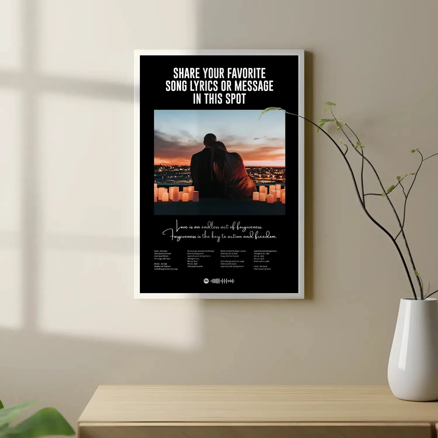 Lyrics Art Spotify Picture Frame - Black BG