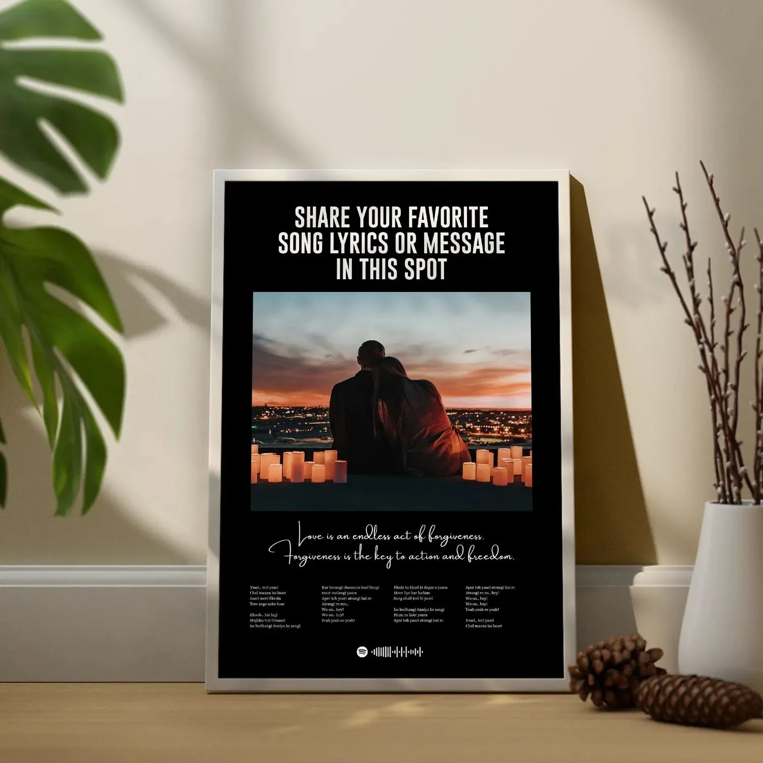 Lyrics Art Spotify Picture Frame - Black BG