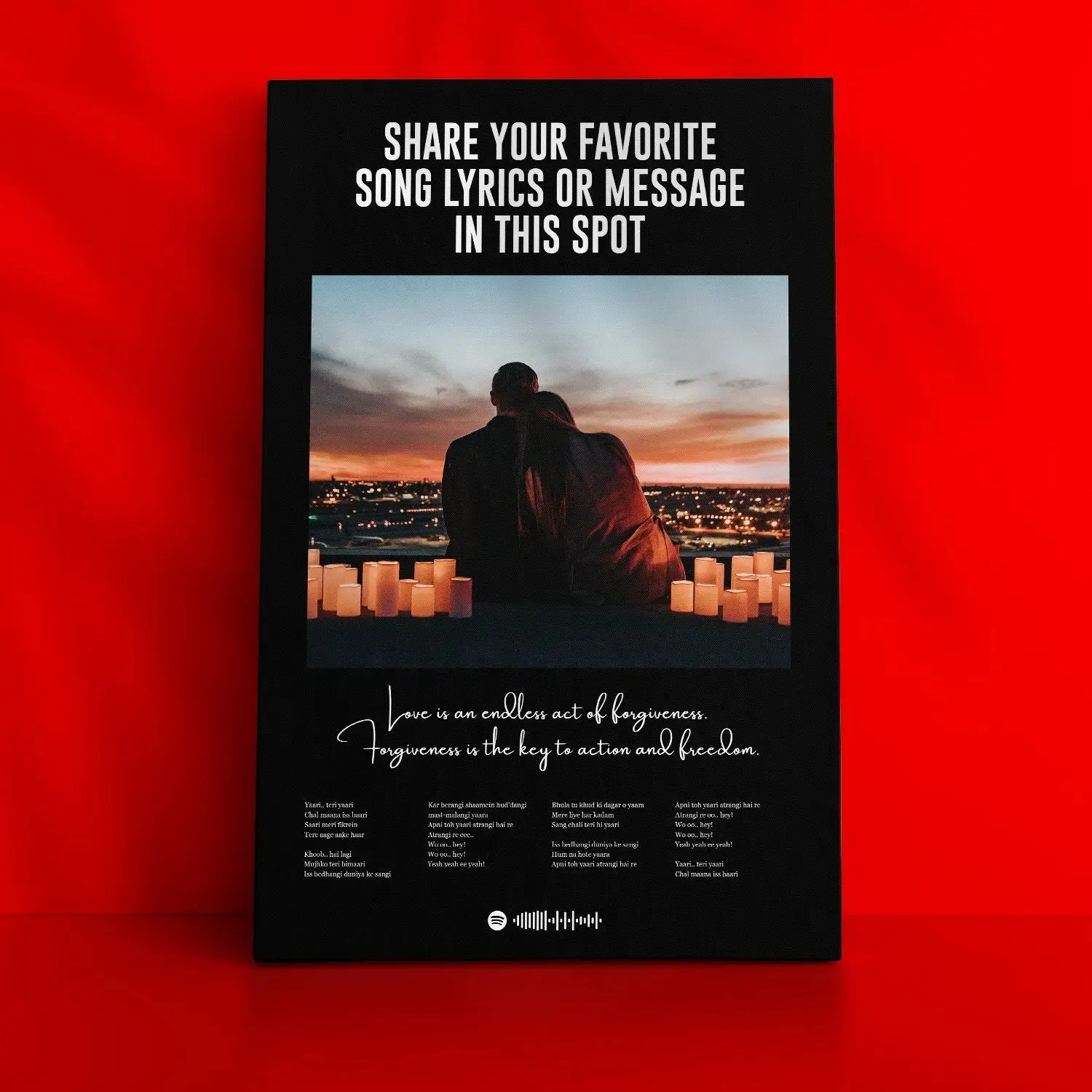 Lyrics Art Spotify Picture Frame - Black BG