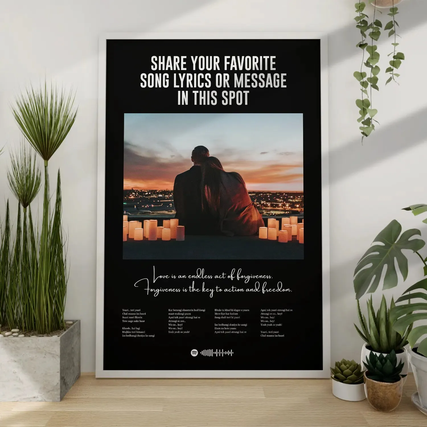 Lyrics Art Spotify Picture Frame - Black BG