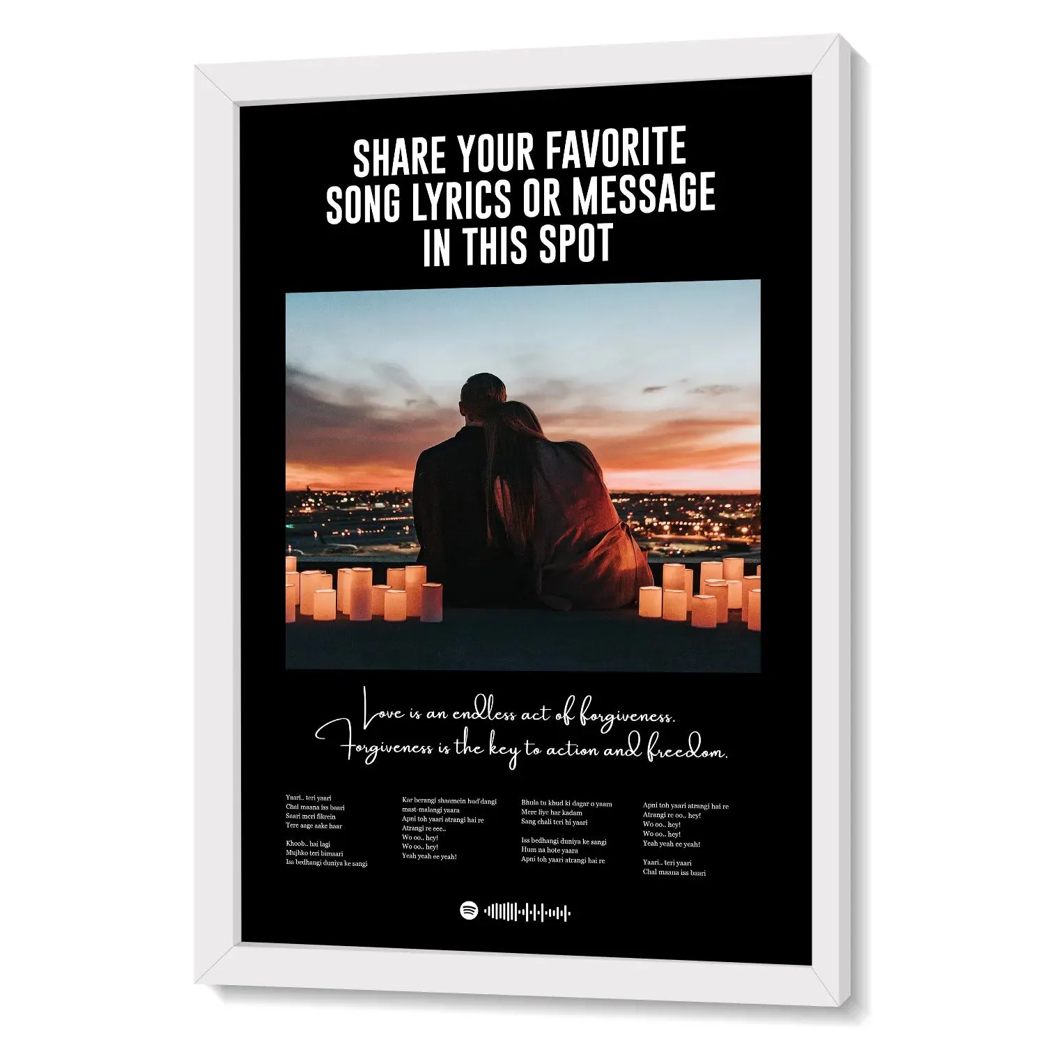 Lyrics Art Spotify Picture Frame - Black BG