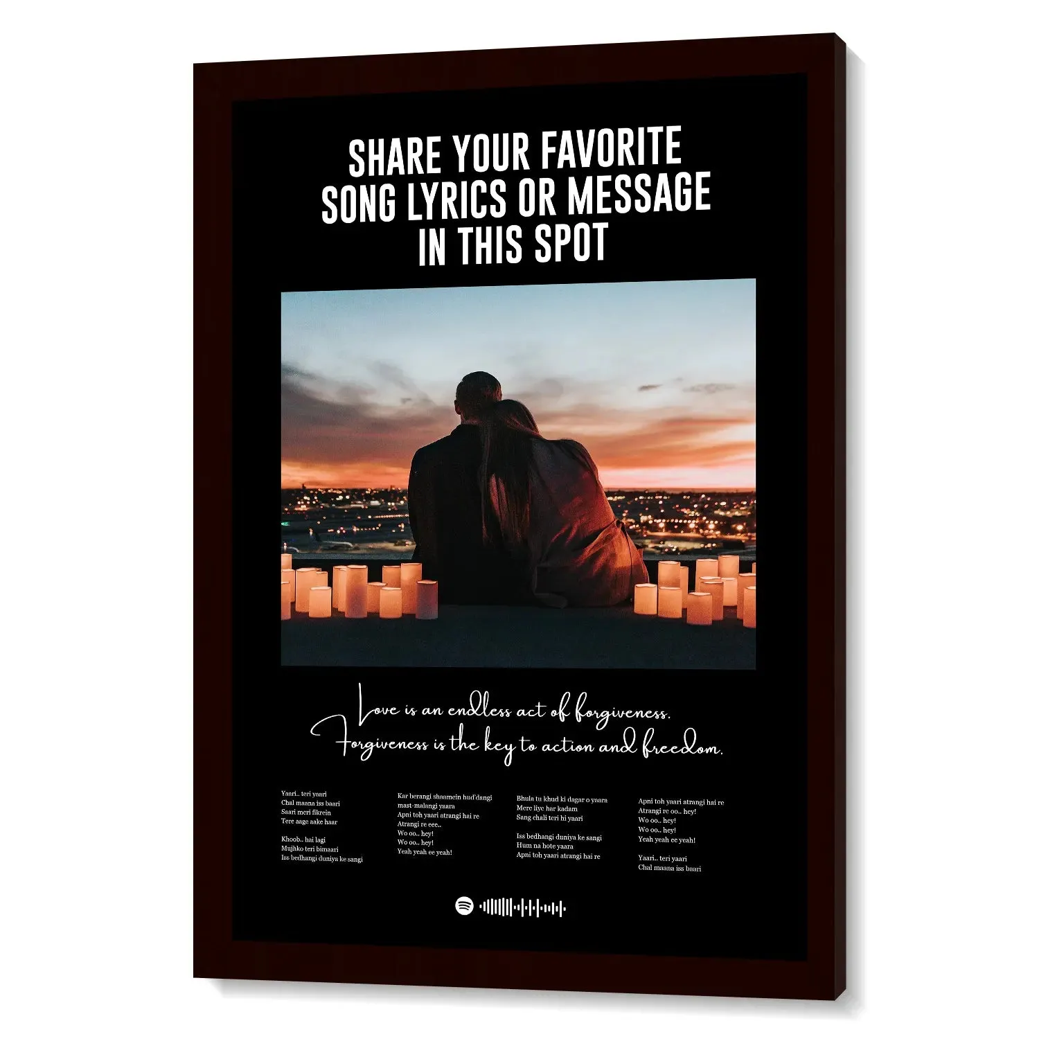 Lyrics Art Spotify Picture Frame - Black BG