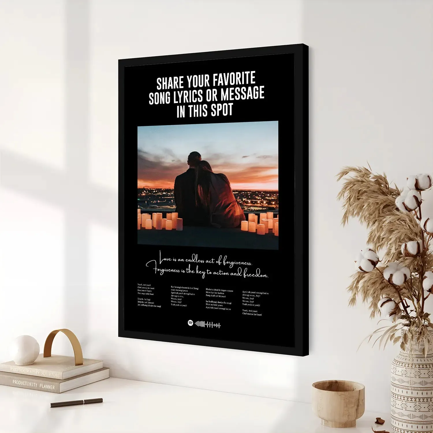 Lyrics Art Spotify Picture Frame - Black BG