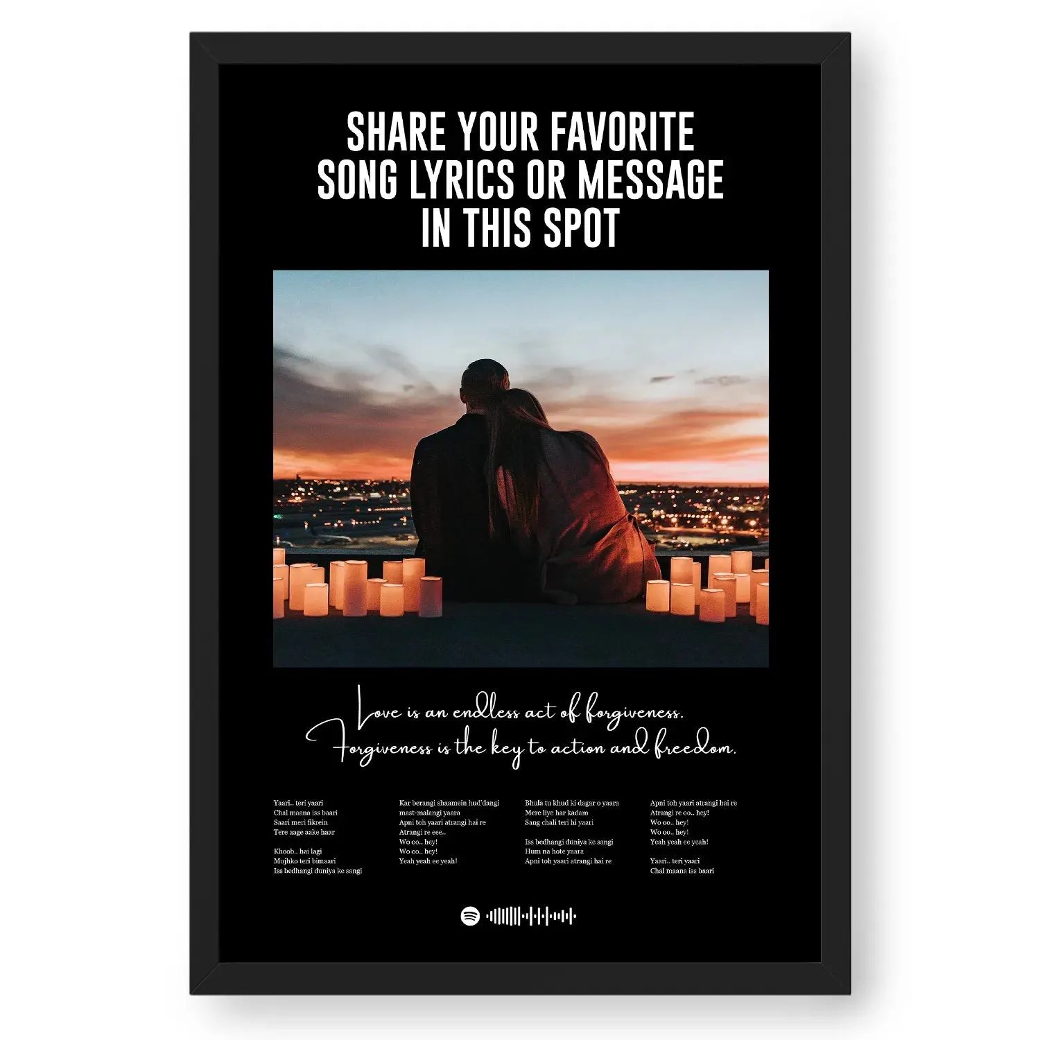 Lyrics Art Spotify Picture Frame - Black BG